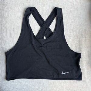 Nike Women's Black Sports Bra with Silver Logo
